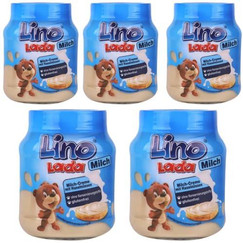 Lino Lada Milch und Haselnuss Creme Chocolate Spreads Schokoladenaufstriche 350 Gramm x 5 STÜCK + pufai von Pufai