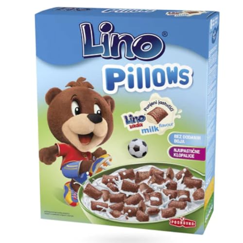 Lino Pillows mit weißer Lino Lada Füllung Muesli Cornflakes Cerealien 250 gramm schachtel von Pufai