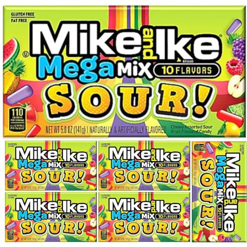 Mike and Ike Mega Mix Sour Gummi Fruchtbonbons 141 Gramm X 6 STÜCK von Pufai