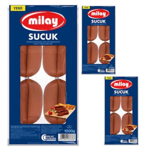 Milay, Rindfleischwurst Köstliche Knoblauchwurst Nach Türkischer Art Sucuk 1 Kg X 3 Stück von Pufai