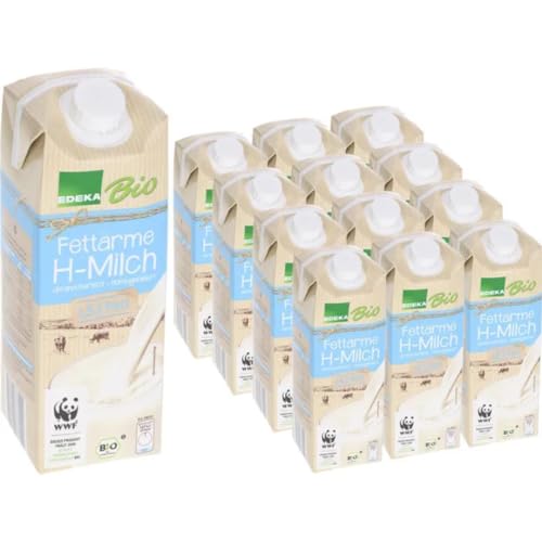 Milch Edeka fettarme H-Milch 1,5% Fett Haltbare Milch, je 1 Liter, 12 Stück von Pufai