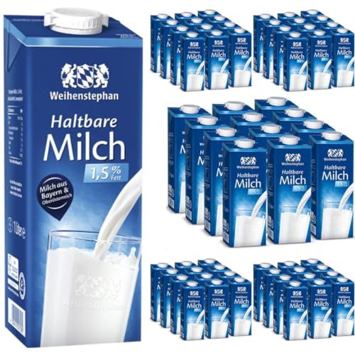 Milch Weihenstephan fettarme H-Milch 1,5% Fett, je 1 Liter, 60 Stück + Pufai von Pufai