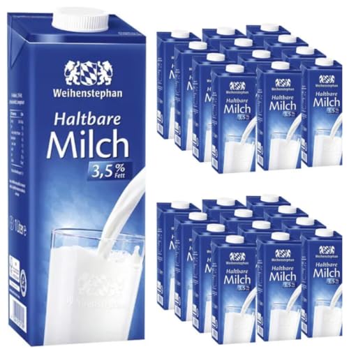 Milch Weihenstephan fettarme H-Milch 3,5% Fett, je 1 Liter, 24 Stück + Pufai von Pufai