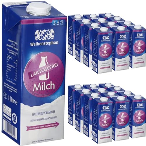 Milch Weihenstephan fettarme H-Milch 3,5% Fett laktosefrei, je 1 Liter, 24 Stück + Pufai von Pufai