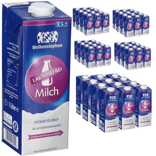Milch Weihenstephan fettarme H-Milch 3,5% Fett laktosefrei, je 1 Liter, 60 Stück + Pufai von Pufai