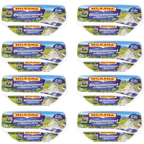 Milkana Schmelzkäse mit Blauschimmel & Allgäuer Milch Frischkäse käse 190 gramm x 8 STÜCK [Frischegarantie] von Pufai