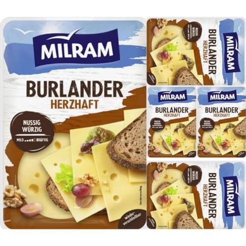 Milram Burlander herzhaft nussig-würzig Käse 150 gramm x 5 Stück [Frischegarantie] von Pufai