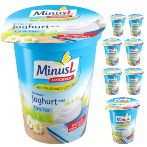 Minus L fettarmer Joghurt mild 1,5% laktosefreien 400 gramm x 8 Stück [Frischegarantie] von Pufai