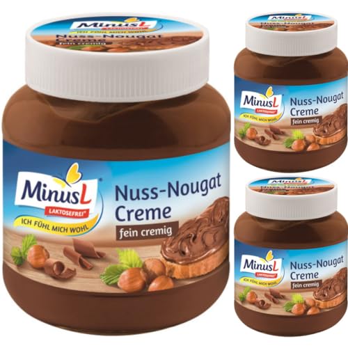 Minus Nuss-Nougat Creme Laktosefreie Chocolate Spreads Schokoladenaufstriche 400 gramm x 3 STÜCK von Pufai
