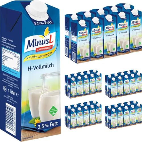 MinusL Milch Laktosefreie H-Milch 3,5% Fett Haltbare Milch, je 1 Liter, 50 Stück+ pufai MinusL Milch Laktosefreie H-Milch 3,5% Fett Haltbare Milch, je 1 Liter, 50 Stück+ pufai von Pufai
