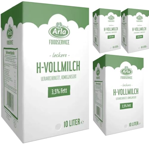 Mit Pufai Grocery, Arla H-Vollmilch Milch, 3,5% Fett, Profigröße ultrahocherhitzt, homogenisiert Milch 10 Lt x 4 STÜCK von Pufai