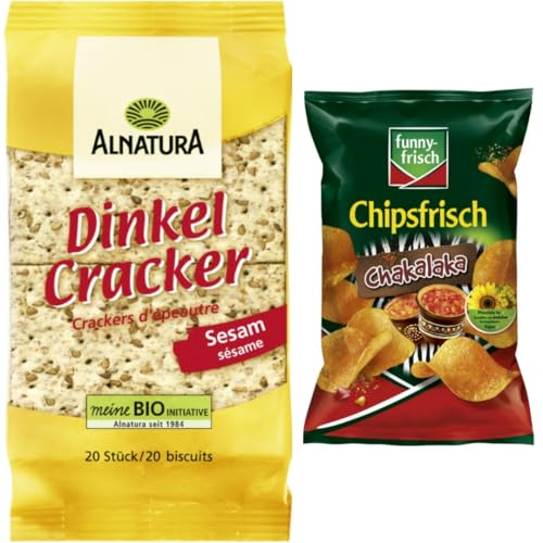 Mit Pufai Grocery, Dinkel Cracker Sesam 100 Gramm, Funny-frisch Chipsfrisch Chakalaka Chips Cracker 150 gramm x 1 Stück Mit Pufai Grocery, Dinkel Cracker Sesam 100 Gramm, Funny-frisch Chipsfrisch Chakalaka Chips Cracker 150 gramm x 1 Stück von Pufai