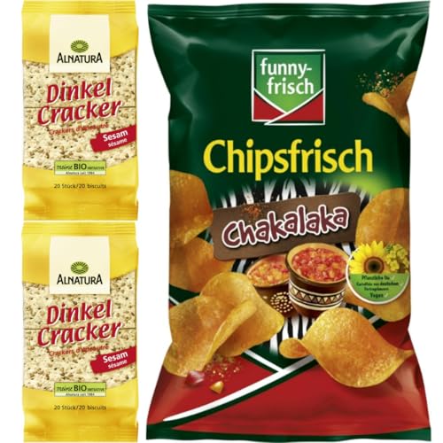 Mit Pufai Grocery, Dinkel Cracker Sesam 100 Gramm x 2er, Funny-frisch Chipsfrisch Chakalaka Chips Cracker 150 gramm Mit Pufai Grocery, Dinkel Cracker Sesam 100 Gramm x 2er, Funny-frisch Chipsfrisch Chakalaka Chips Cracker 150 gramm von Pufai