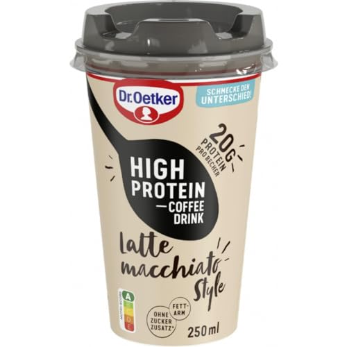 Mit Pufai Grocery, Dr. Oetker High Protein Coffee Drink Latte Macciato Style 250 Mililiter [Frischegarantie] von Pufai