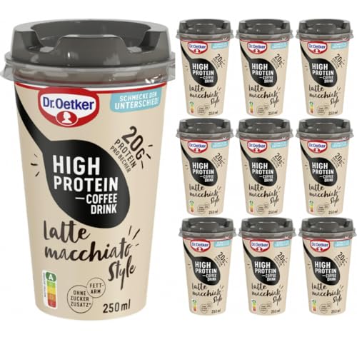 Mit Pufai Grocery, Dr. Oetker High Protein Coffee Drink Latte Macciato Style 250 Mililiter x 10 STÜCK [Frischegarantie] von Pufai