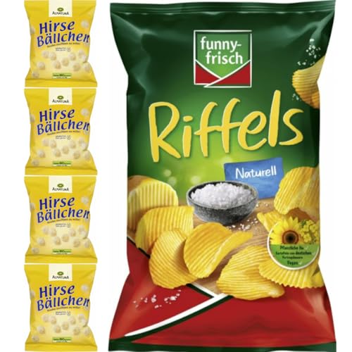 Mit Pufai Grocery, Hirsebällchen 75 Gramm x 4er, Funny-frisch Riffels naturell Chips Cracker 150 gramm Mit Pufai Grocery, Hirsebällchen 75 Gramm x 4er, Funny-frisch Riffels naturell Chips Cracker 150 gramm von Pufai