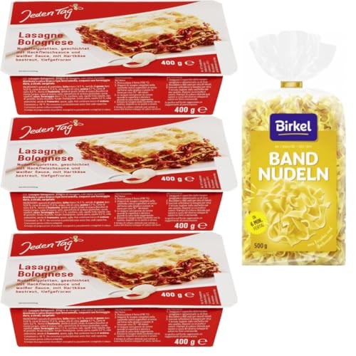Mit Pufai Grocery, Lasagne Bolognese 400 Gramm x 3 er, Birkel's No. 1 Bandnudeln Pasta Nudeln 500 gramm x 1 Stück [Frischegarantie] von Pufai