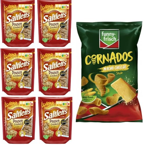 Mit Pufai Grocery, Lorenz Saltletts Pausen Cracker 100 Gramm x 6er, Funny-frisch Cornados Nacho Cheese Chips Cracker 80 gramm Mit Pufai Grocery, Lorenz Saltletts Pausen Cracker 100 Gramm x 6er, Funny-frisch Cornados Nacho Cheese Chips Cracker 80 gramm von Pufai