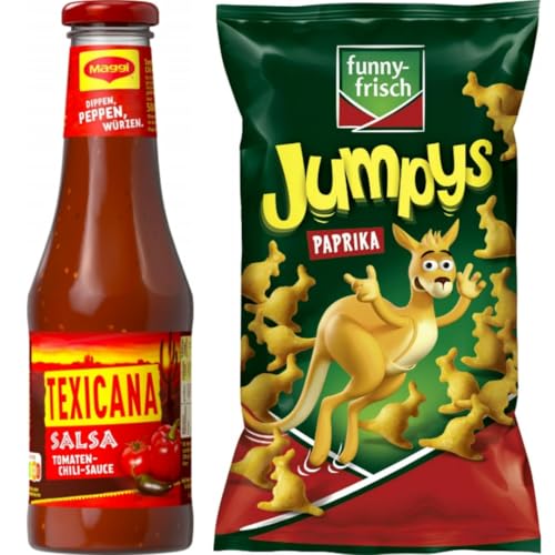 Mit Pufai Grocery, Texicana Salsa, Pikante Scharfe Chili und Tomaten Sauce, Würzsauce 500 gr, Funny-frisch Jumpys Paprika chips crackers 75 gramm x 1 Stück Mit Pufai Grocery, Texicana Salsa, Pikante Scharfe Chili und Tomaten Sauce, Würzsauce 500 gr, Funny-frisch Jumpys Paprika chips crackers 75 gramm x 1 Stück von Pufai