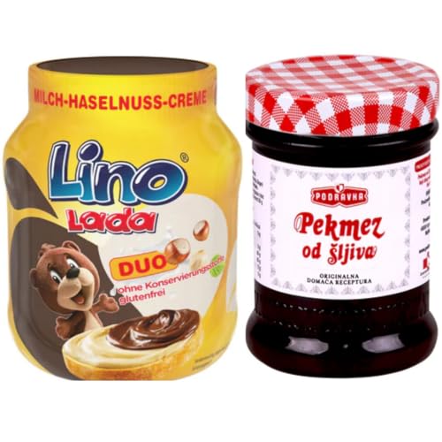 Mit Pufai Grocery,Pflaumenmus 350 Gramm Glas + Lino Lada Duo Milch und Haselnuss Creme Chocolate Spreads Schokoladenaufstriche 350 Gramm Mit Pufai Grocery,Pflaumenmus 350 Gramm Glas + Lino Lada Duo Milch und Haselnuss Creme Chocolate Spreads Schokoladenaufstriche 350 Gramm von Pufai