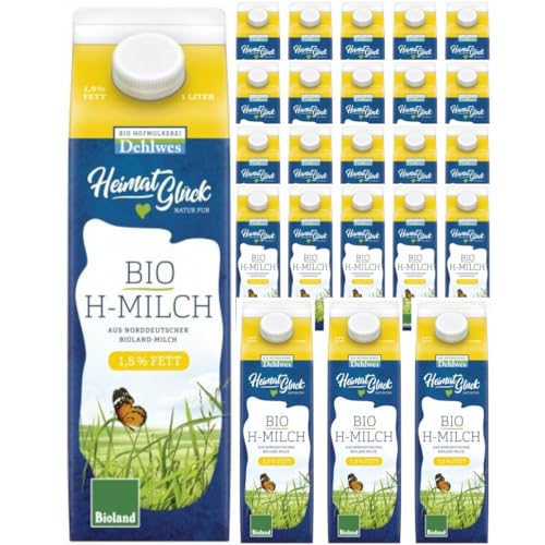 24 STÜCK x Dehlwes Haltbare Milch H-Milch mit%1,5 Fett ultrahocherhitzt, homogenisiert 1000 Mililiter von Pufai