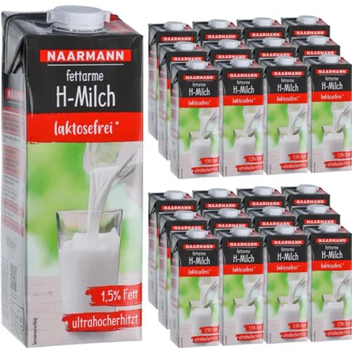 Naarmann Milch laktosefreie H-Milch 1,5% Fett Haltbare Milch, je 1 Liter, 24 Stück + pufai von Pufai