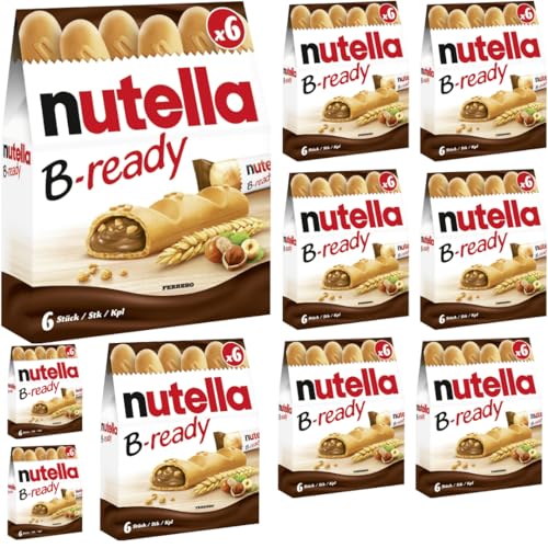 Nutella B-ready Kakao-Haselnuss-Creme-Waffel Biscuits 132 Gramm x 10 STÜCK von Pufai