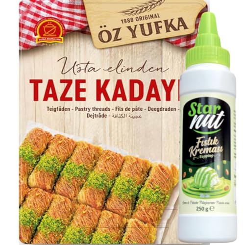 OZYUFKA Frisch Teigfäden Kataifi Kadayıf Shredded Fillo Teig Gebäck Kadaifi Fäden Taze Kadayif für Dubai-Schokolade 400 gr mit Pistazien Creme 250 Gramm tube OZYUFKA Frisch Teigfäden Kataifi Kadayıf Shredded Fillo Teig Gebäck Kadaifi Fäden Taze Kadayif für Dubai-Schokolade 400 gr mit Pistazien Creme 250 Gramm tube von Pufai