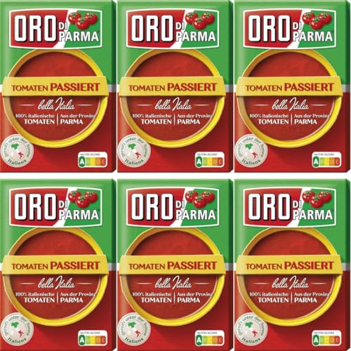 Oro di Parma Tomaten passiert Tomatenmark Soße Pizza Soße 400 gramm x 6 STÜCK von Pufai