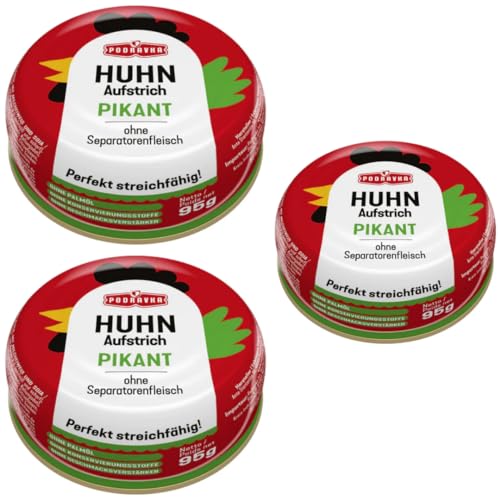 Podravka Aufstrich Huhn Pikant Brotaufstrich aus Hühnerfleisch Hühnersoße 95 Gramm x 3 Konserve von Pufai