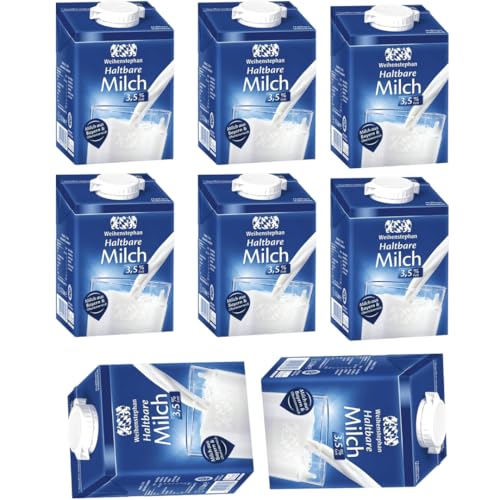 Pufai, Weihenstephan Milch fettarme H-Milch 3,5% Fett Haltbare Milch, je 0,5 Liter, 8 Stück, Pufai von Pufai
