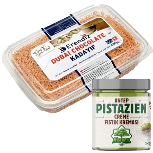 Pufai Erendiz geröstet Kadaifi, Teigstrang, spezielles Kadayıf für Dubai-Schokolade, Engelshaar, in praktischer Verpackung mit guter Qualität, lange Haltbarkeit 200 Gramm mit Pistazien Creme 200 Gr Pufai Erendiz geröstet Kadaifi, Teigstrang, spezielles Kadayıf für Dubai-Schokolade, Engelshaar, in praktischer Verpackung mit guter Qualität, lange Haltbarkeit 200 Gramm mit Pistazien Creme 200 Gr von Pufai