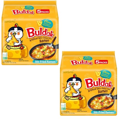 Buldak Nudeln Noodles Buldak CHEESE Hot chicken KÄSE Heißes Hähnchen Geschmack flavor Ramen 130 gramm x 10 Stück im 2er Karton von Pufai