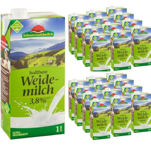 Schwarzwaldmilch Milch fettarme H-Milch, 3,8% Fett Haltbare Milch, Weidemilch, je 1 Liter, 24 Stück+ pufai Schwarzwaldmilch Milch fettarme H-Milch, 3,8% Fett Haltbare Milch, Weidemilch, je 1 Liter, 24 Stück+ pufai von Pufai