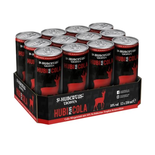 St. Hubertus Hubi plus Cola (Einweg) Krauter Likör Kräuterlikör 250 Milliliter X 12 STÜCK + Pufai von Pufai