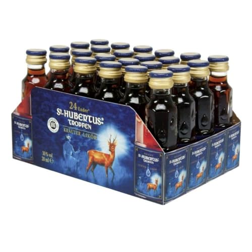 St. Hubertus Tropfen Krauter Likör Kräuterlikör 24 x 20 Milliliter + Pufai von Pufai