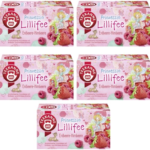 Teekanne Prinzessin Lillifee Erdbeere-Himbeer Tee 20 x 2,750 gramm x 5 er Pack von Pufai