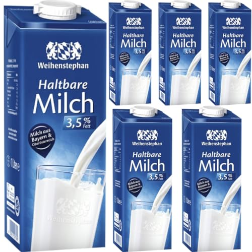 Weihenstephan Frische Milch 3,5% Fett Milch 1000 mililiter X 6 STÜCK + pufai [Frischegarantie] von Pufai