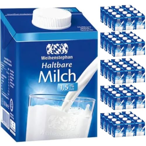 Weihenstephan Milch fettarme H-Milch 1,5% Fett, je 0,5 Liter, 60 Stück + Pufai von Pufai