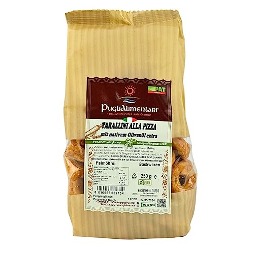 Tarallini Tradizionali alla Pizza, Taralli nach Pizza-Art, Puglialimentari, 250 g von Puglialimentari