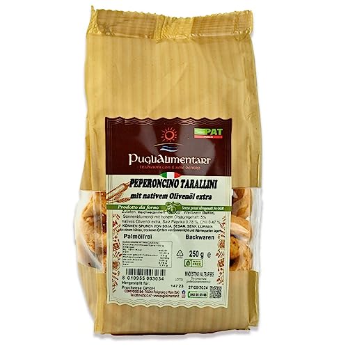 Tarallini Tradizionali mit Chili, Taralli al Peperoncino, Puglialimentari, 250 g von Puglialimentari