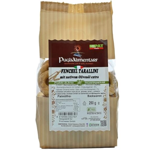 Tarallini Tradizionali mit Fenchel, Taralli al Finocchio, Puglialimentari, 250 g von Puglialimentari