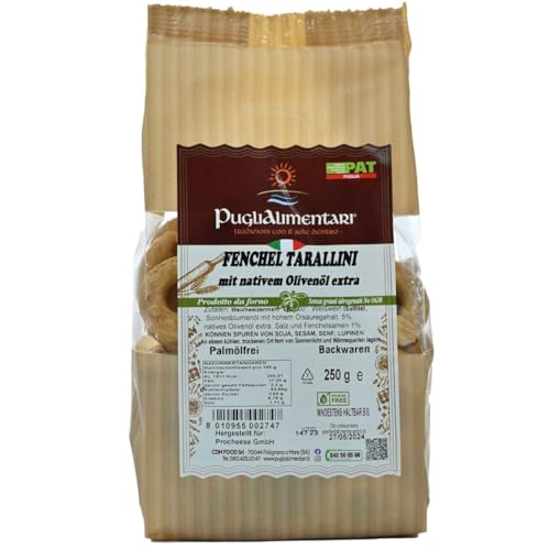 Tarallini Tradizionali mit Fenchel, Taralli al Finocchio, Puglialimentari, 250 g von Puglialimentari