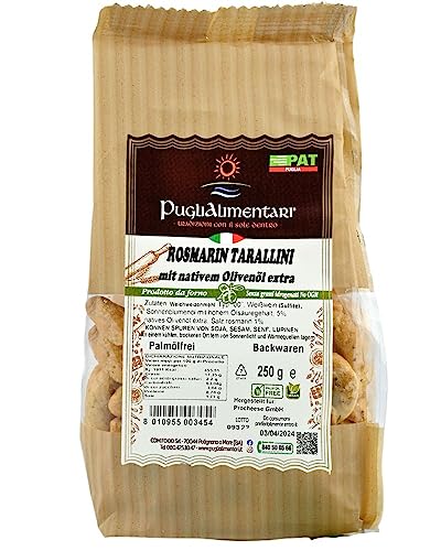 Tarallini Tradizionali mit Rosmarin, Taralli al Rosmarino, Puglialimentari, 250 g von Puglialimentari