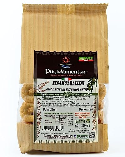 Tarallini Tradizionali mit Sesam, Taralli al Sesamo, Puglialimentari, 250 g von Puglialimentari