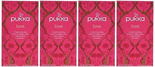 Pukka Love Kräutertee mit Kamille und Limettenblüte, 4 Packungen mit insgesamt 80 Teebeuteln von Pukka Herbal Teas