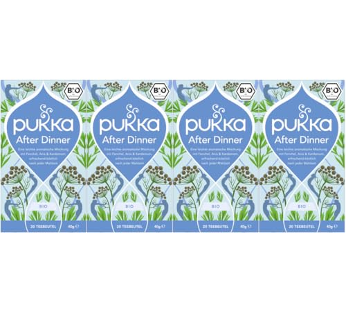 Pukka - Bio-Kräutertee „After Dinner“ - 4 x 20 Teebeutel (Anissamen, Fenchel, Kardamom und Kurkuma) von Pukka