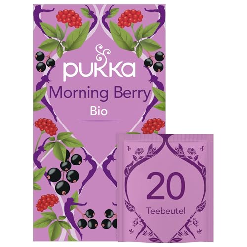 Pukka | Bio-Früchtetee "Morning Berry" | Schwarze Johannisbeere, Roobios, Brombeeren, Ginseng | für einen aktiven Lebensstil | 1er Pack | 20 Teebeutel von Pukka