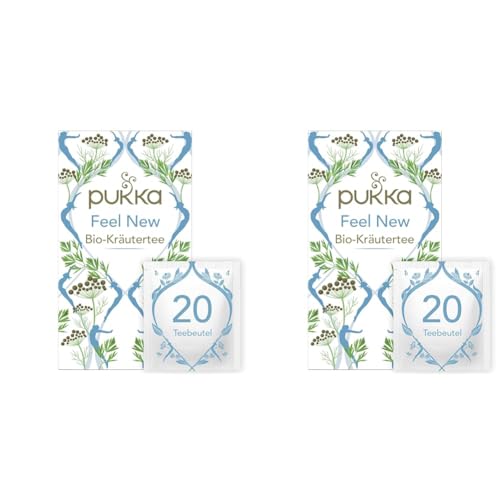 Pukka | Bio-Kräutertee „Feel New“ | Anissamen, Fenchel, Kardamom und Kurkuma | Für dein inneres Strahlen | 2er Pack | 20 Teebeutel von Pukka