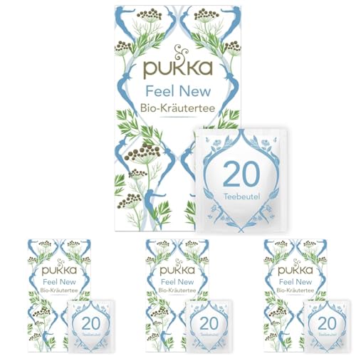 Pukka | Bio-Kräutertee „Feel New“ | Anissamen, Fenchel, Kardamom und Kurkuma | Für dein inneres Strahlen | 4er Pack | 20 Teebeutel von Pukka